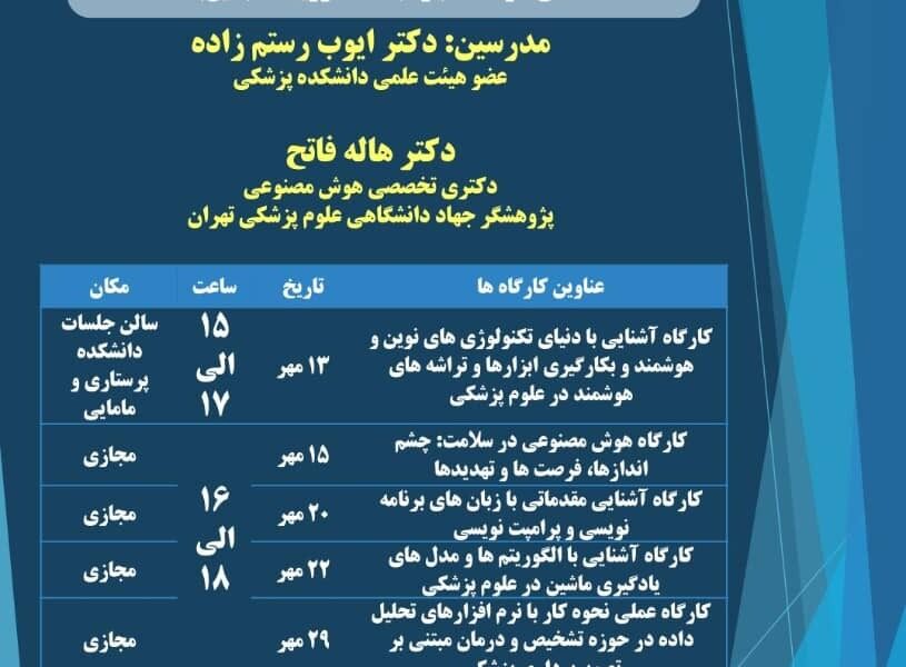 سلسله کارگاههای آشنایی با اصول و مبانی الگوریتمها و مدلهای هوشمند در دانشگاه علوم پزشکی قزوین برگزار شد